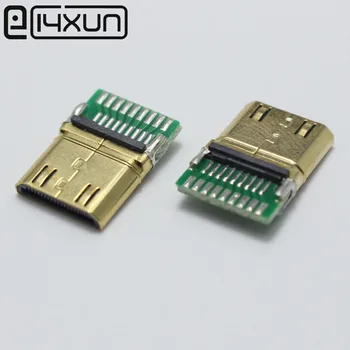 1/3шт DIY Mini HDMI Type C Сварочный Разъем Типа Male Jack 19-Контактный Разъем для печатной платы 19 + 1 Позолоченный Штекер