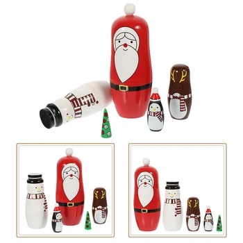 1 комплект штабелируемых кукол, игрушек, деревянных рождественских русских игрушек для скворечников
