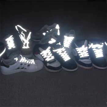 1 Пара плоских 8 мм светоотражающих шнурков для обуви для бегунов, безопасные светящиеся светящиеся шнурки унисекс для спортивной баскетбольной парусиновой обуви