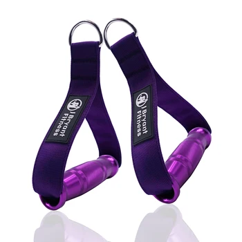 1 пара фиолетовых металлических ручек для тренажерного зала для фитнеса, сверхпрочных для крепления к кабельной машине, резинки для сопротивления, аксессуары, двойная тесьма