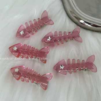 1 шт. Милая Y2K розовая заколка в виде рыбки в виде шипа в стиле утиного рта, заколка для волос сбоку, заколка для подарков для девочек, аксессуары для волос