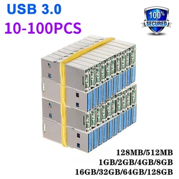 10/100шт USB флэш-чип флешка USB 3.0 металлический корпус usb флэш-накопители 4 ГБ 8 ГБ 16 ГБ 32 ГБ 64 ГБ 128 ГБ usb-память флэш-U-диск