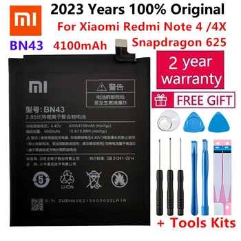 100% XiaoMi Новый Оригинальный Настоящий Аккумулятор 4100mAh BN43 Для Xiaomi Redmi Note 4X 3G + 32G/Для Redmi Note 4 global Snapdragon 625