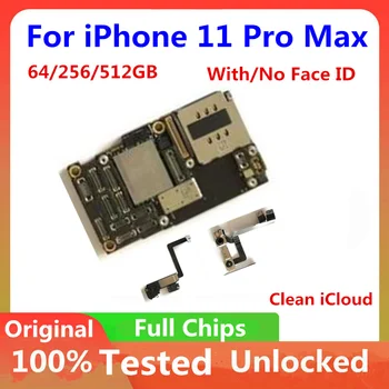 100% Разблокирован для материнской платы iPhone 11 Pro Max Бесплатное обновление поддержки iCloud Логическая плата с идентификатором лица / без него Полностью работает
