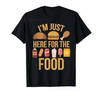 100% Хлопок I'm Just Here For The Food Винтажная Подарочная футболка Для любителей еды, МУЖСКАЯ ЖЕНСКАЯ Футболка УНИСЕКС, Размер S-6XL
