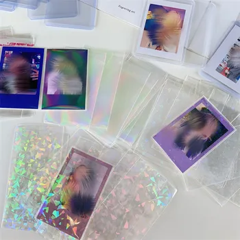 10шт Прозрачных лазерных неоновых звезд, мигающих на рукавах для карт, протектор для 3-дюймовых открыток, Фотоальбомов, женщин, мужчин, сумок для кредитных карт, удостоверений личности,