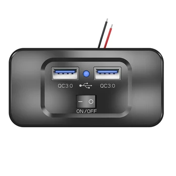 12V-24V QC 3.0 Dual USB Автомобильное быстрое зарядное устройство, адаптер питания, USB-розетка, Крепление на панели для автобуса, лодки, фургона, грузовика-фургона