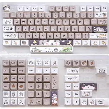 132 клавиши Cute Mouse с мультяшной тематикой Keycaps XDA Profile Key caps Английский для 61/64/68/84/87/96/98/104 Клавишных колпачков Механической клавиатуры