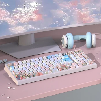 134 Клавиши Double Shot PBT Keycaps Изысканного Розового Цвета Механическая Клавиатура Keycap Set DyeSub Sidelit Keycap с Подсветкой для Работы
