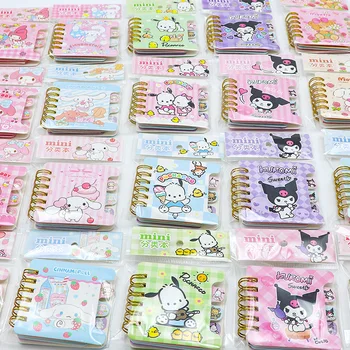 16шт Мультяшная мини-книжка на катушке Sanrio Cinnamoroll Kuromi My Melody Notebook Kawaii Student Anime Diary Оптом
