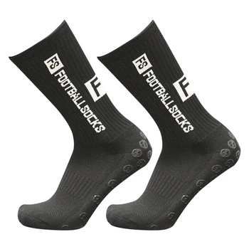 2 пары футбольных носков с нескользящим захватом, спортивные тренировочные круглые Силиконовые футбольные носки с присоской, белые, черные для мужчин