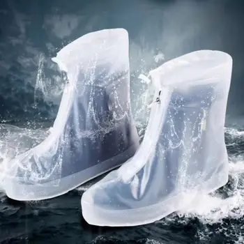 2 пары чехлов для обуви из ПВХ многоразового использования, однотонные белые галоши, размер L, протектор, плоский каблук