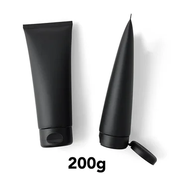 200 г Матовой черной пластиковой бутылочки для выжимания 200 мл пустого косметического крема, мягкий тюбик, Многоразовые контейнеры для геля для душа и лосьона