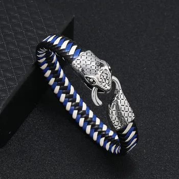 2023 Винтажный Новый мужской браслет в стиле панк на руку, персонализированный браслет со змеиной головой в стиле хип-хоп, ювелирные изделия, подарки Оптом