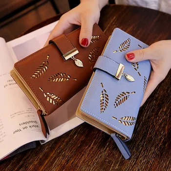 2023 Новый Корейский женский кошелек Длинная модная сумочка Кошелек с полым листом на молнии и пряжке Женская сумка