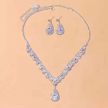 2023 Роскошное ожерелье с каплевидными серьгами из кубического циркония, набор свадебных украшений для невесты, подарки для женщин