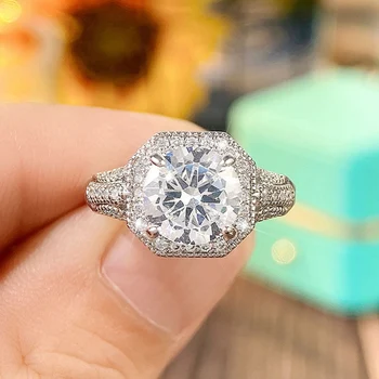 2023 Сверкающее Белое кольцо с кубическим цирконием Для женщин Для помолвки Свадьба Изысканное женское кольцо на палец Подарок Вечеринка Модные украшения