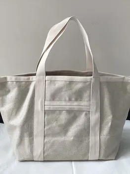 2024 Новая женская сумка для покупок большой емкости, женская льняная сумка с вышитыми буквами, женская классическая сумка-тоут