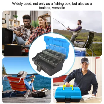 3-Слойный Складной Рыболовный Ящик Для Хранения Многоцелевой Рыболовный Крючок, Коробка для Приманки с Ручкой, Коробка для Рыболовных Снастей для Хранения Рыболовных Снастей