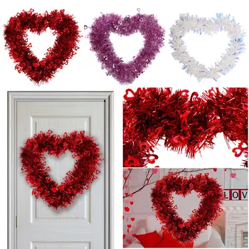 30 см Дверной венок в форме сердца, креативная декоративная гирлянда в форме сердца, украшение в виде гирлянды для домашних животных, подарок на День Святого Валентина