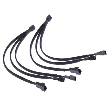 4-контактный ШИМ-кабель вентилятора, разветвитель от 1 до 3 способов, удлинительный кабель с черными рукавами