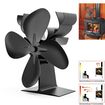 4-лопастный вентилятор для тепловой печи Мини-вентилятор для камина Дровяная горелка Eco fan Бесшумный каминный тепловентилятор Эффективное распределение тепла