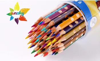 48 шт. / компл. Детский студенческий цветной карандаш для рисования с треугольным шестом, 24 цветных карандаша с отверстиями, набор для рисования для lyra
