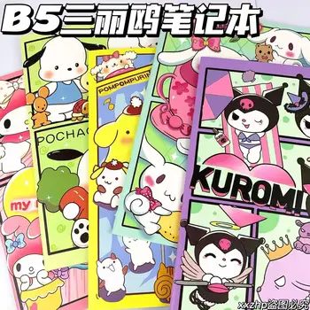 4шт Новых записных книжек Sanrio B5 Cute Kuromi Kawaii Melody Notebook Ins Horizontal Line Memopad Студенческий блокнот Дневник Рождественский подарок