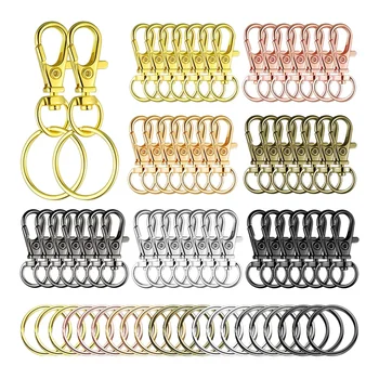 50 Комплектов поворотных застежек, набор защелкивающихся крючков для шнурков с кольцами для ключей, металлические крючки для брелоков для ювелирных изделий DIY Craft