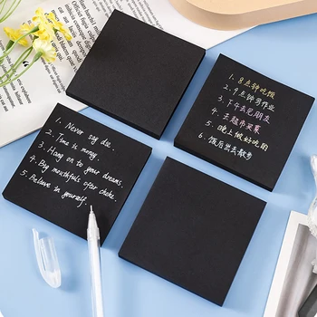50 Листов черных суперлипких заметок, самоклеящиеся блокноты для заметок для офиса, школьные канцелярские принадлежности, креативные заметки-напоминания