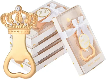 50шт Свадебная вечеринка Подарки для крещения ребенка Свадебные Подарки Сувенир Белая коробка Корона Открывалка для бутылок