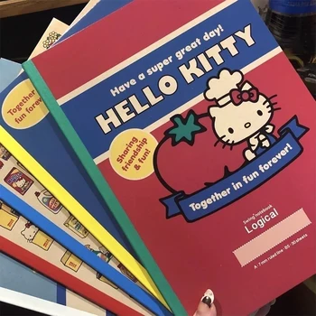 5шт Новых записных книжек Sanrio Kitty Kawaii Cat в японском ретро стиле Logic Grid Line B5 Notepad Рождественские Подарки для студентов Награда