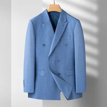 6418-мужские полосатые двубортные костюмы для отдыха 94 и мужской приталенный пиджак европейского образца jacket