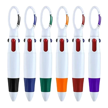 6шт Разноцветная шариковая ручка 0,7 мм Челночная ручка 4 цвета Шариковая ручка-бочонок