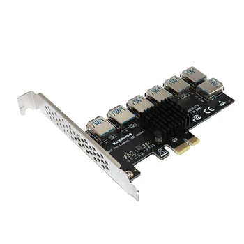 7 портов PCIE Riser Card PCIE Adapter Card Pci Express Multiplier Hub PCIE 1X адаптер для майнинга BTC Карта расширения