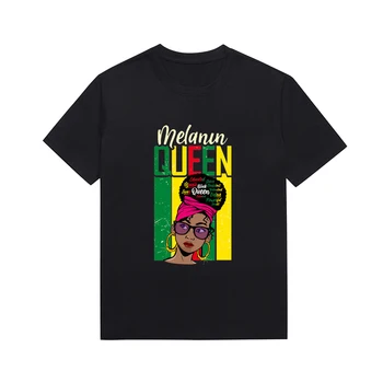 Afro Melanin Queen Графическая Женская Футболка Y2K Clothing Fashion Black Girl Printing Top Базовый Стиль Пользовательской Футболки