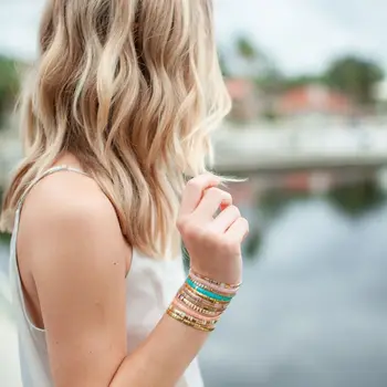 C. QUAN CHI Красочные эластичные браслеты из бисера Tila, модные браслеты в стиле бохо, женский наращиваемый браслет