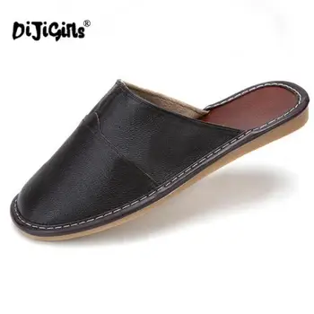 DIJIGIRLS/ большие размеры 35-44, мужские тапочки из натуральной кожи, Летние домашние тапочки, высококачественная мужская обувь, нескользящая домашняя обувь для пола