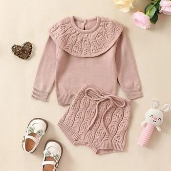 FOCUSNORM 0-24 м, Комплекты одежды для маленьких девочек из 2 предметов, вязаный свитер с воротником 