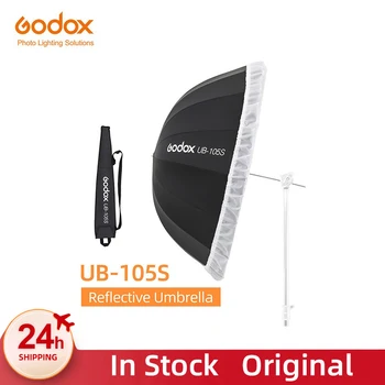 Godox UB-105S 41 дюйм 105 см Параболический Черный Светоотражающий Зонт Studio Light Umbrella с Черным Серебристым Рассеивателем, Покрывающим Ткань