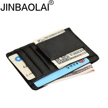 JINBAOLAI Мужской кошелек из натуральной кожи с зажимом для денег, магнитный зажим, Ультратонкий карманный зажим, Футляр для кредитных карт, мини Креативный кошелек для мужчин