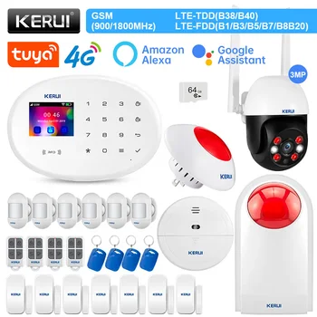 KERUI W204 Беспроводная Домашняя Сигнализация 4G GSM WIFI Сигнализация Smart Life APP Alexa Датчик Движения Датчик Двери RFID Карта