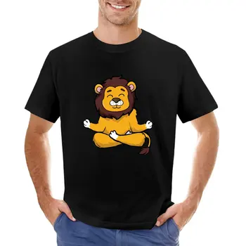 Meditation Lion - Винтажная футболка в стиле ретро с цифровым искусством 70-х 80-х годов, рубашка с животным принтом для мальчиков, графическая футболка, футболки для мужчин