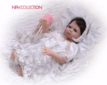 NPKCOLLECTION Силиконовая Кукла Reborn Baby Doll детский Подарок Для Девочек 47 см Девочка Живая Мягкие Игрушки Для Букетов Кукла Bebes Reborn