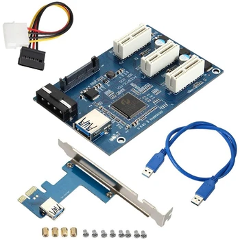 PCI-E От 1 до 3 Портов 1X Адаптер Riser Card Концентратор-Мультипликатор USB-Кабель PCIE Карта Расширения GPU Riser Card Для майнинга BTC