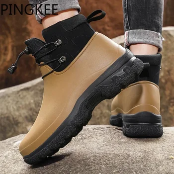 PINGKEE Slush Sports Водонепроницаемые наконечники из вулканизированной резины, Уличные легкие зимние зимние ботинки с высоким берцем, мужские непромокаемые ботинки