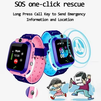 Q12 Детские умные часы IP67 Водонепроницаемые детские телефонные часы Точное позиционирование SOS Один ключ для помощи Длительный срок службы батареи