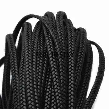 REAL BESTXY 1 метр 7*3 мм черные плоские плетеные кожаные шнуры для ожерелья, браслетов, ювелирных изделий, изготовленных своими руками, кожаные нити, веревки, шнурки