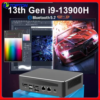 Topton Intel 13th Gen i9 13900H Мини-ПК Gamer NUC Windows 11 2 * DDR5 2 * PCIE4.0 2 * 2.5G LAN Игровой настольный Мини-компьютер WiFi6 V60