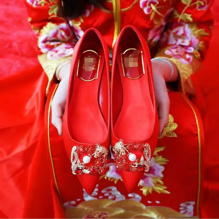 2018 новые чешские туфли со стразами туфли с пряжкой свадебные туфли в цветочек с пряжкой для обуви red dragon и phoenix Chengxiang 1 пара Изображение 0